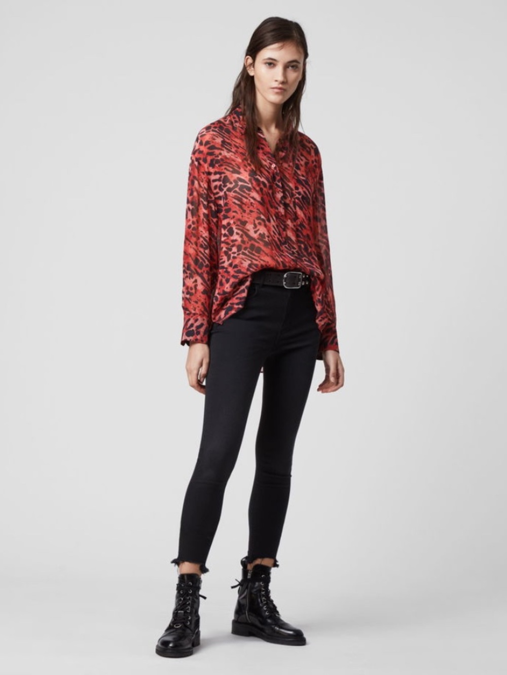 ALLSAINTS Bernie Ambient Shirt in Red Size L New with Tags